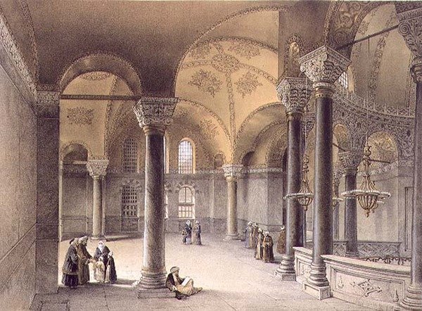 Haghia Sophia, 14. tábla: a Keleti Galéria, Louis Haghe (1806-85) metszete, megjelent 1852-ben (litográfia). alkotó: Gaspard (after) Fossati