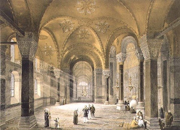 Hagia Sophia, 5. tábla: az északi bejárat, Louis Haghe (1806-85) metszete, 1852-ben megjelent (litho) alkotó: Gaspard (after) Fossati