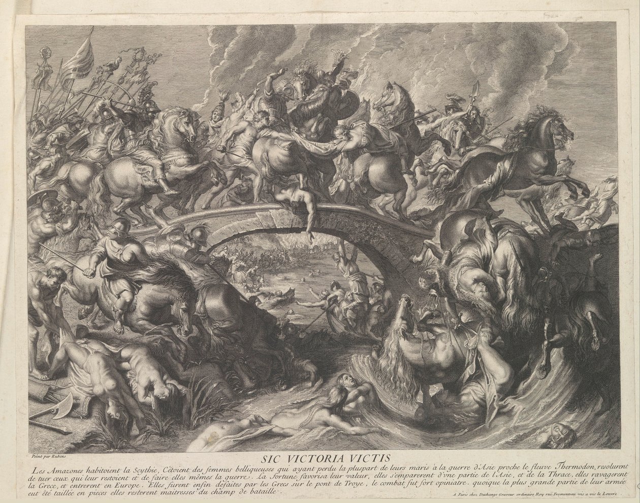 Harc az amazonokkal Sic Victoria Victis (cím a tárgyon) alkotó: Gaspard Duchange (attributed to)