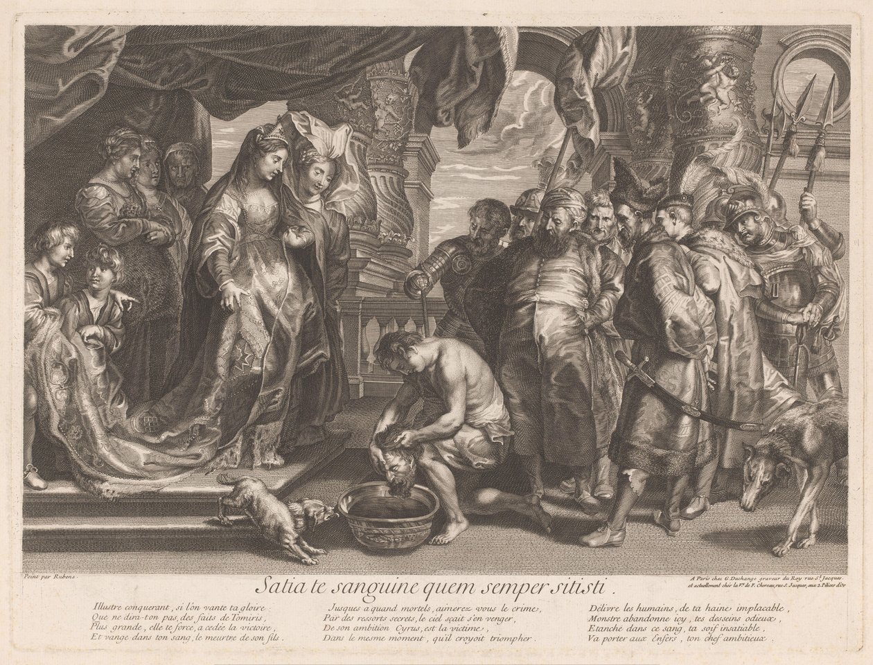 Thomiris egy tál vérbe mártja Cyrus fejét alkotó: Gaspard Duchange (attributed to)