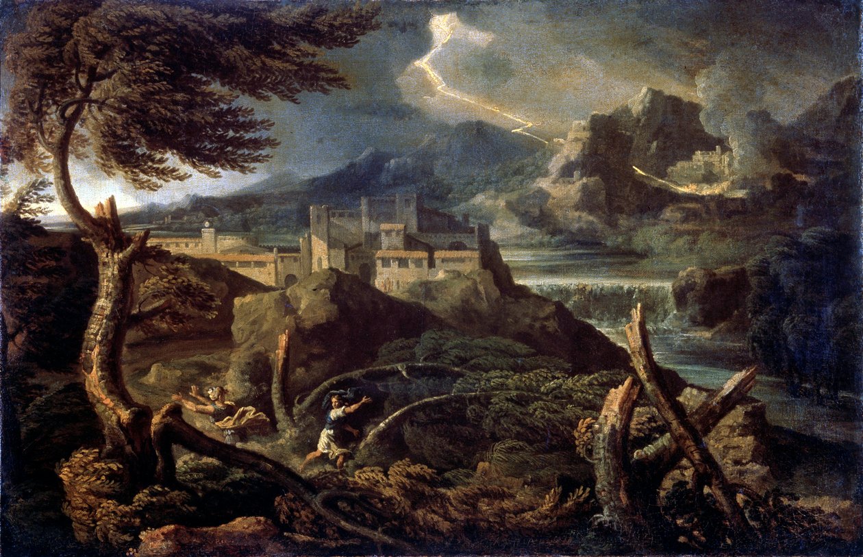 Táj villámmal, 1660-as évek alkotó: Gaspard Dughet