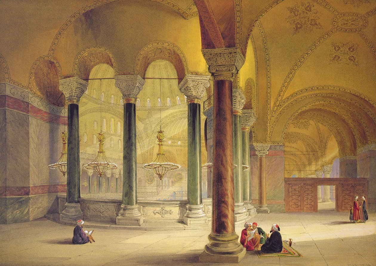 Hagia Sophia, 11. tábla: a Mém Galéria a délnyugati sarokban, vésette Louis Haghe (1806-85), megjelent 1852 alkotó: Gaspard Fossati