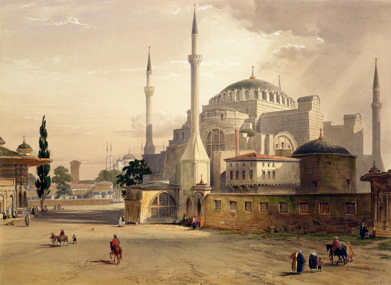 Hagia Sophia, 17. tábla: a mecset külső képe, Louis Haghe (1806-85) metszetében, 1852-ben alkotó: Gaspard Fossati
