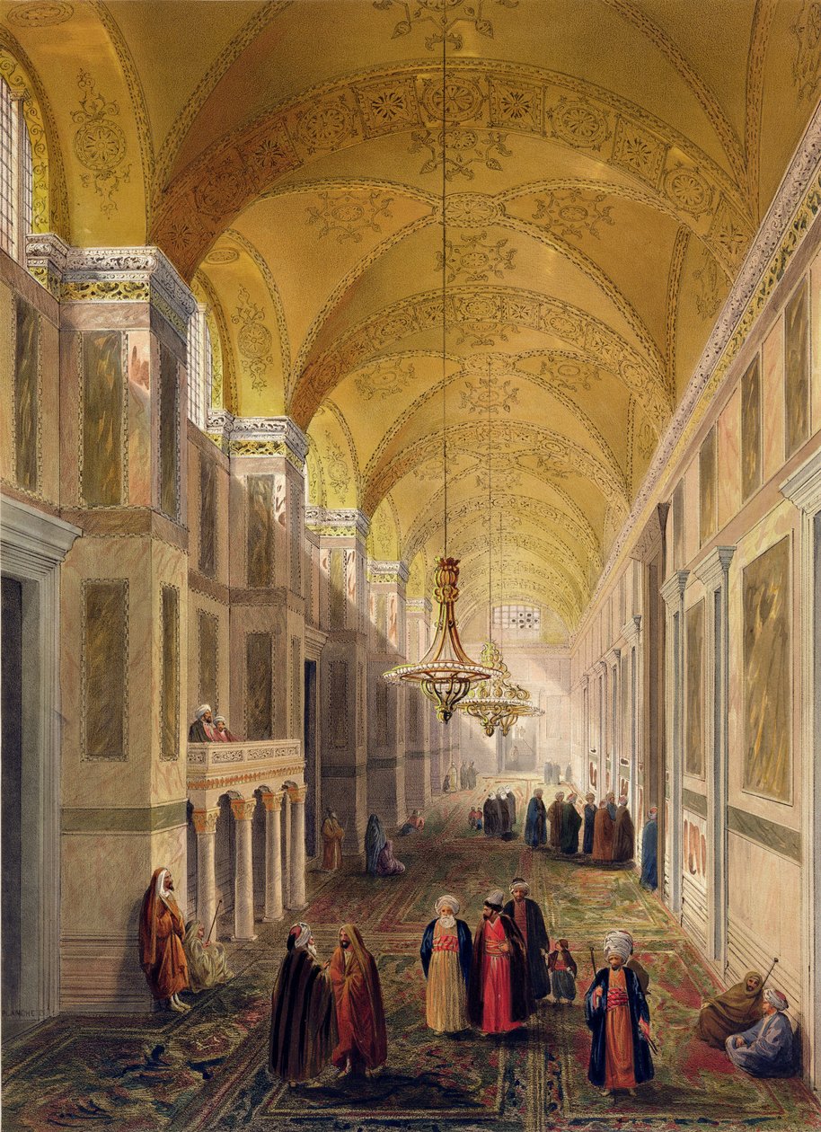 Haghia Sophia, 2. tábla: a narthex, Louis Haghe (1806-85) metszete, megjelent 1852 alkotó: Gaspard Fossati