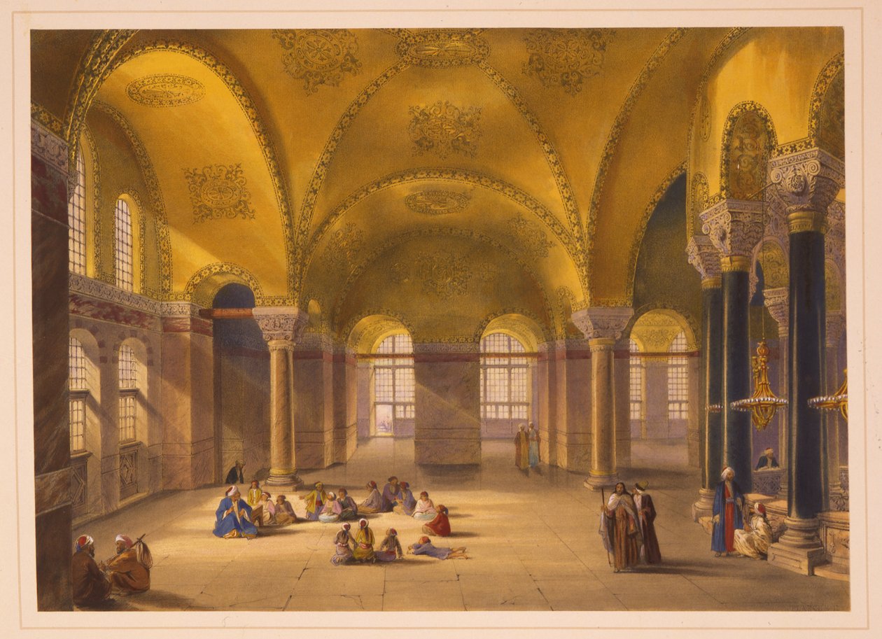 Az Ayasofya-mecset, a korábbi Hagia Sophia-templom gynaeceumának belseje. alkotó: Gaspard Fossati
