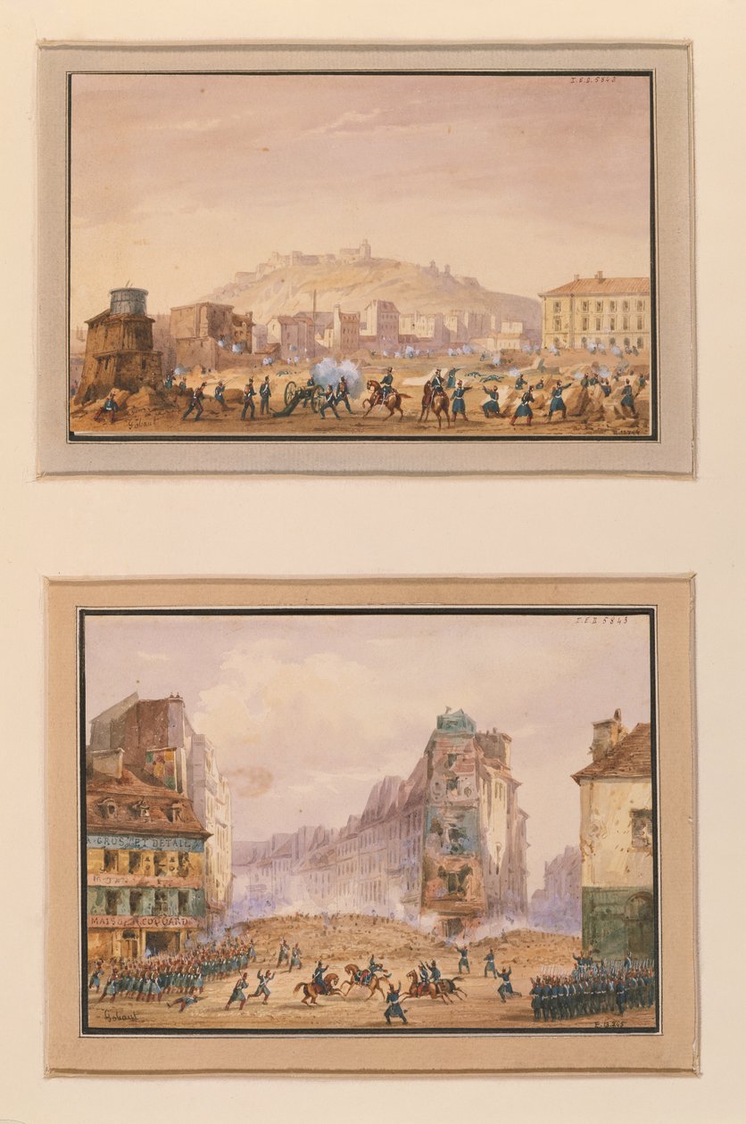 A Clos Saint-Lazare elleni támadás 1848 júniusában és a Faubourg Saint-Antoine bejáratánál lévő barikád megtámadása Francois de Negrier tábornok (1839-1913) halálával 1848. június 25. (gouach) 1848. június 25. alkotó: Gaspard Gobaut