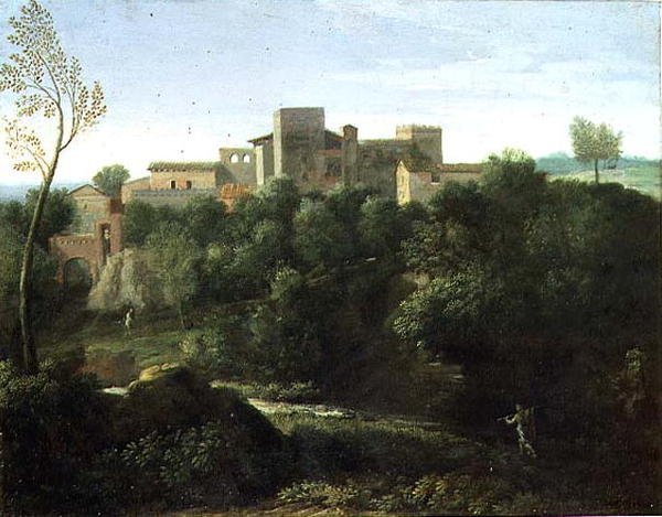 Klasszikus tájkép (olaj, vászon) alkotó: Gaspard Poussin Dughet