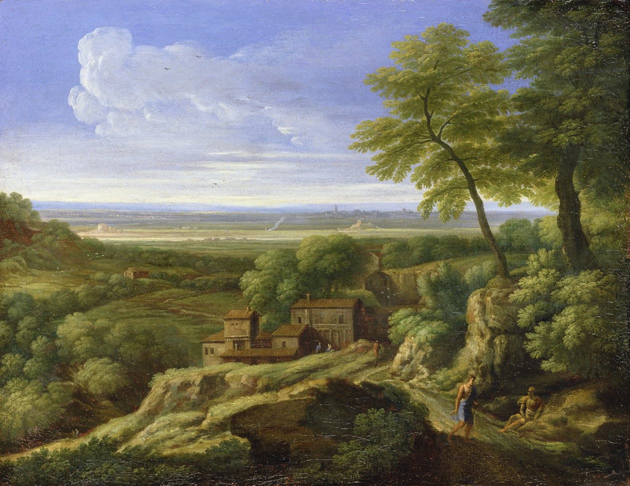 Klasszikus tájkép (olaj, vászon) alkotó: Gaspard Poussin Dughet