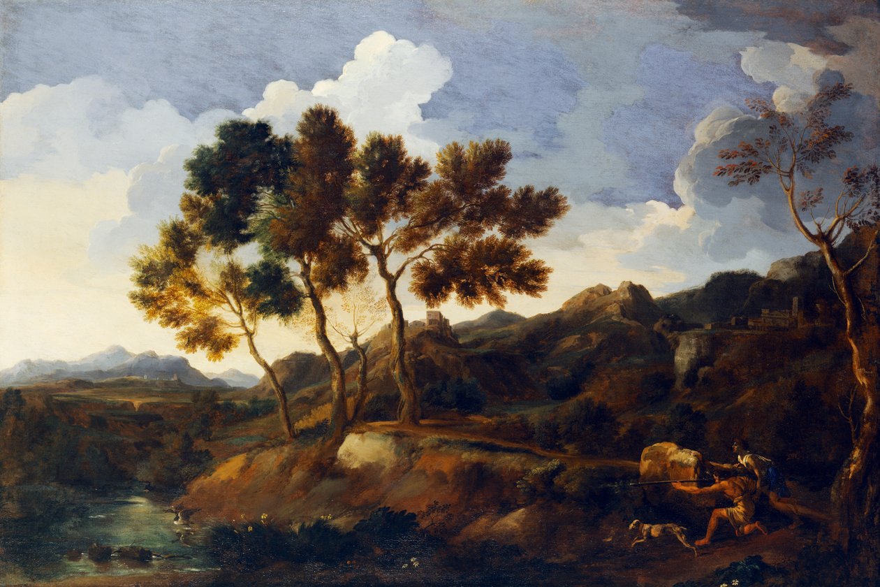 Táj sportolókkal 1636-39 körül (olaj, vászon) alkotó: Gaspard Poussin Dughet