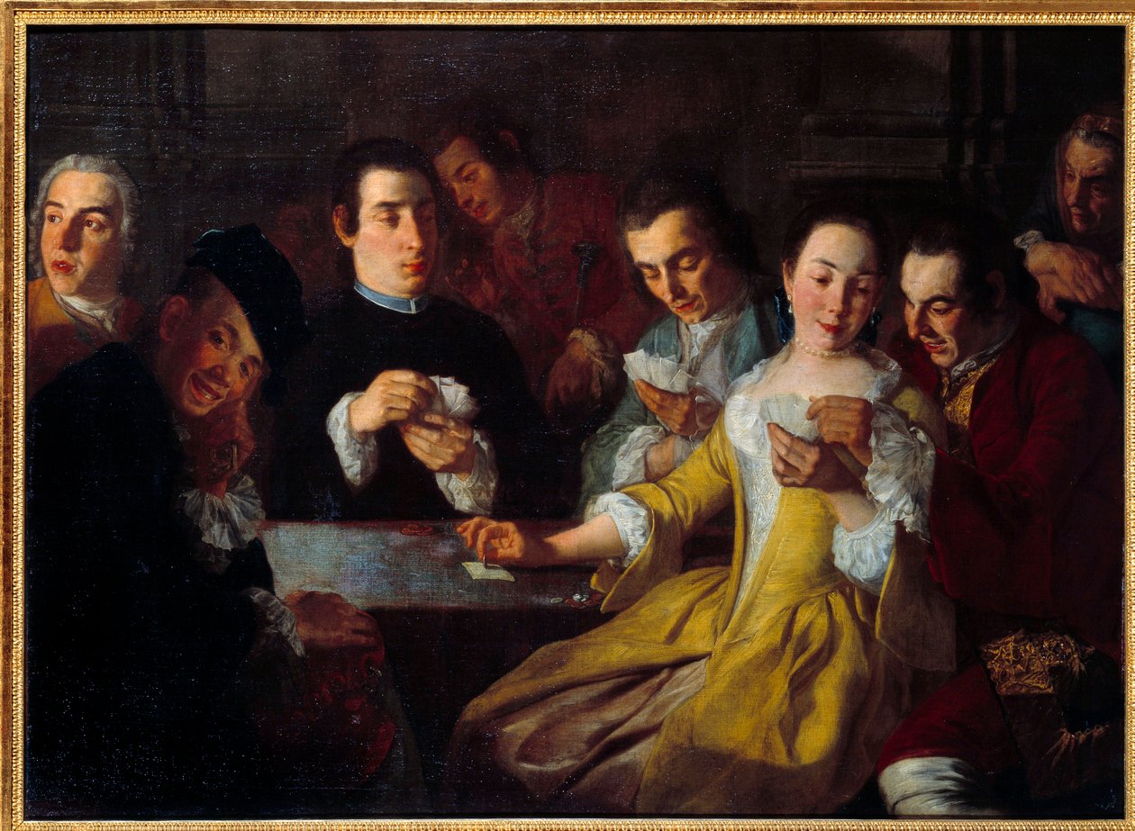 A kártyajáték. Gaspare Traversi festménye (? - 1769) alkotó: Gaspare Traversi