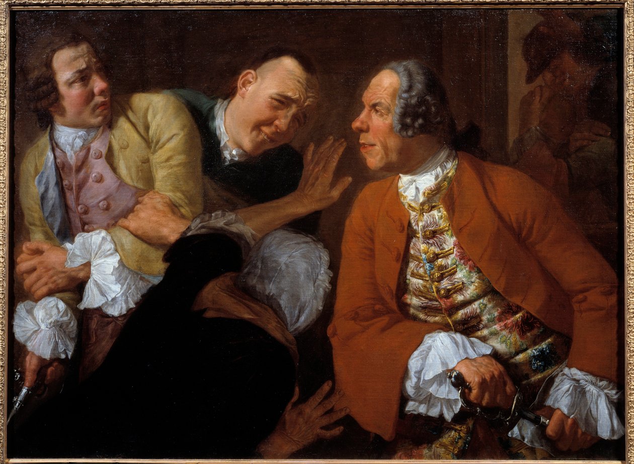 Az urak harca. Gaspare Traversi (1732-1769) festménye 18. század V. 0,99x0,73 m alkotó: Gaspare Traversi