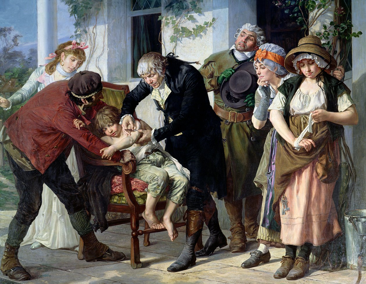 Edward Jenner (1749-1823), aki az első oltást végezte himlő ellen 1796-ban, 1879-ben (részlet) (lásd még: 166614) alkotó: Gaston Melingue
