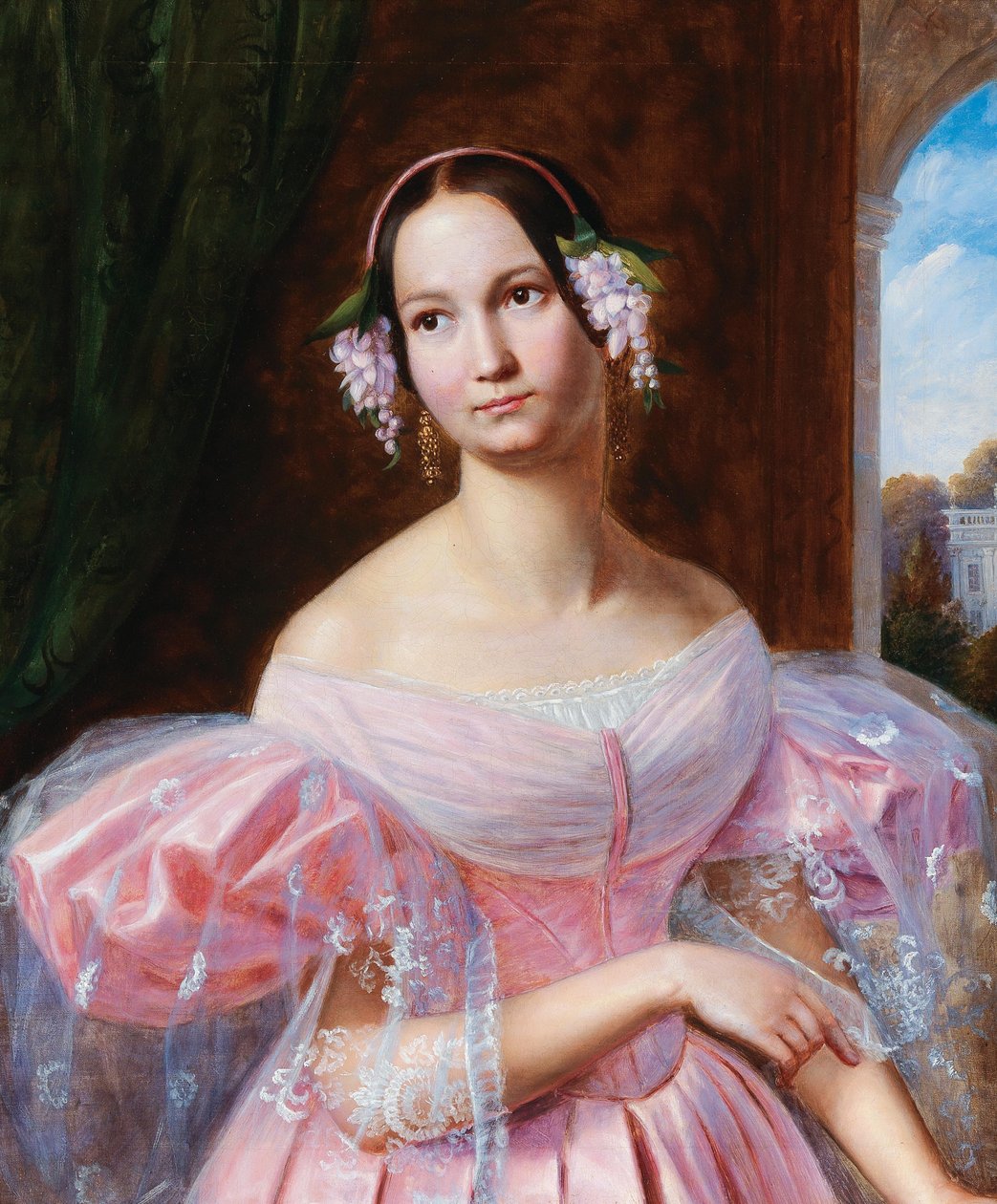 Mecklenburg-Schwerin Helene 1814-1858, orléans-i hercegnő portréja menyasszonyként, 1830-as évek. alkotó: Gaston Camillo Lenthe