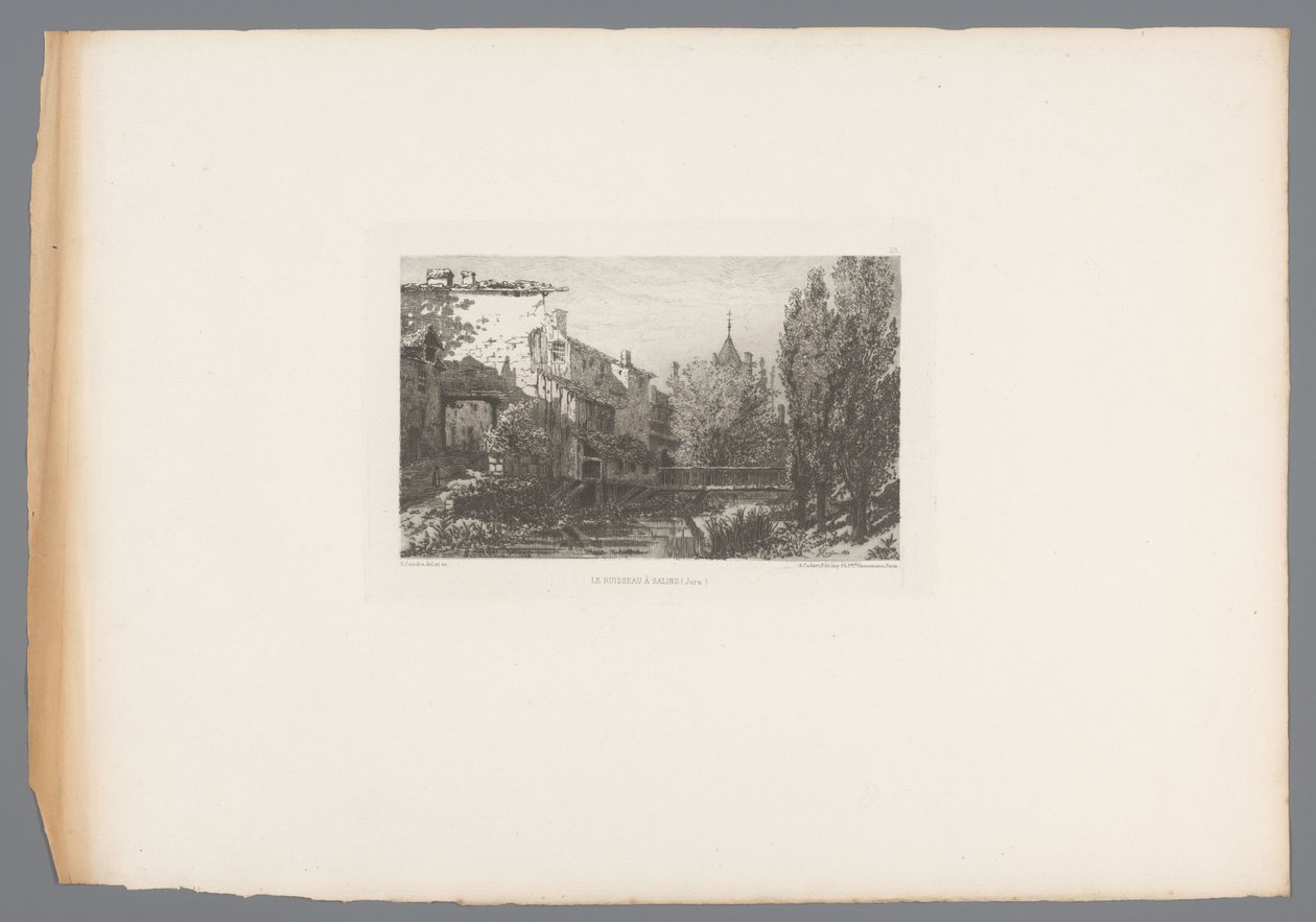 Kilátás egy patakra Salins közelében Le ruisseau à Salins (cím a tárgyon) Francia rézkarcok 1875-ből (sorozat címe) L