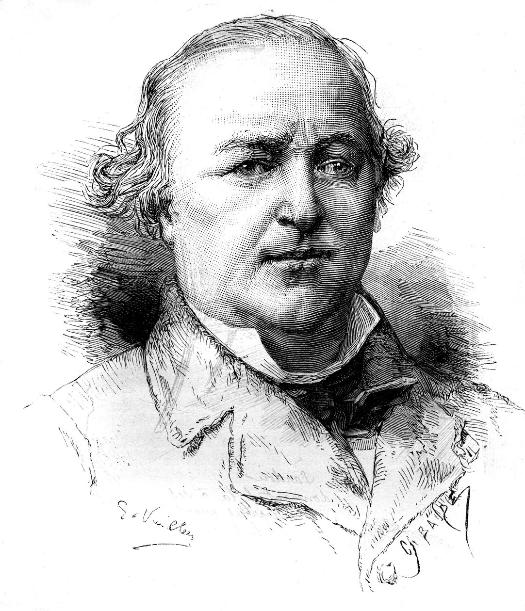 Maitre Charles Lachaud (1817-1882) francia ügyvéd portréja. Vuillier metszete a „” Le Monde Illustré”” 1342. számában, 1882. december 16-án. alkotó: Gaston Vuillier