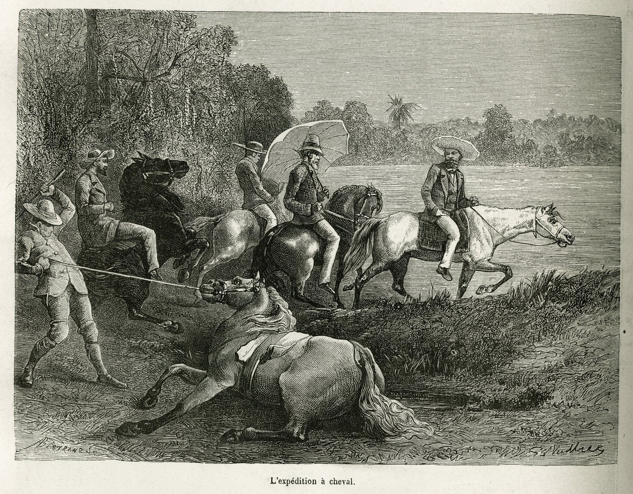 A körútban megjelent Jules Crevaux, a francia haditengerészet doktora 1878-1879-es De Cayenne aux Andes című történetének illusztrálására G. Vuillier rajza alapján készült lovas expedíció Terable völgyének felfedezésére. du monde, unde alkotó: Gaston Vuillier