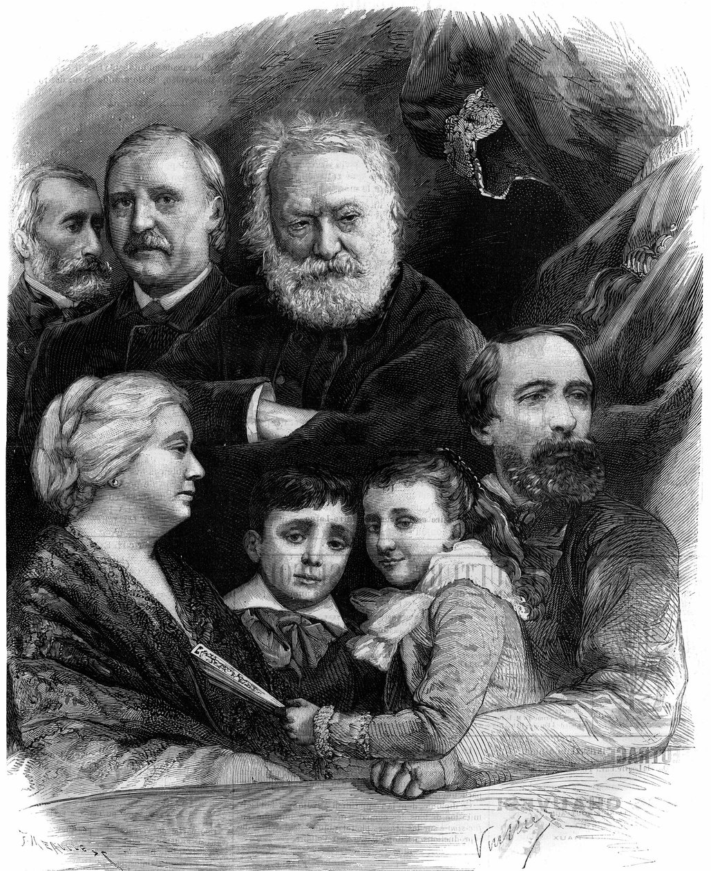 Victor Hugo (1802-1885) és rokonai részt vettek a „Le roi s