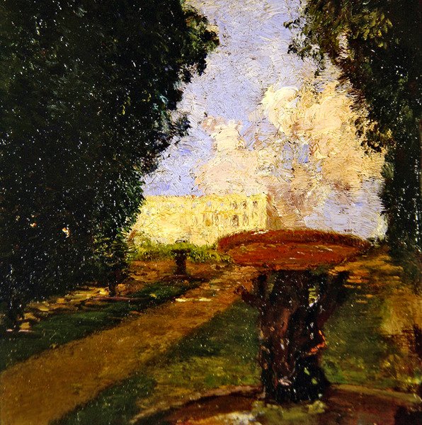 Kerti jelenet (olaj, panel) alkotó: Gaston de la Touche