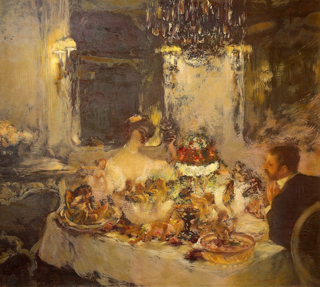 Pezsgő, Gaston La Touche (1851-1913), olaj, vászon alkotó: Gaston de la Touche