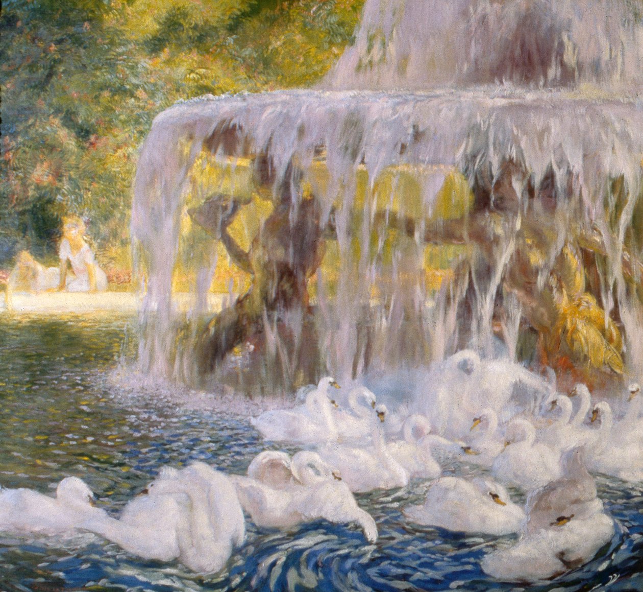 Hattyúk játék közben (olaj, vászon) alkotó: Gaston de la Touche