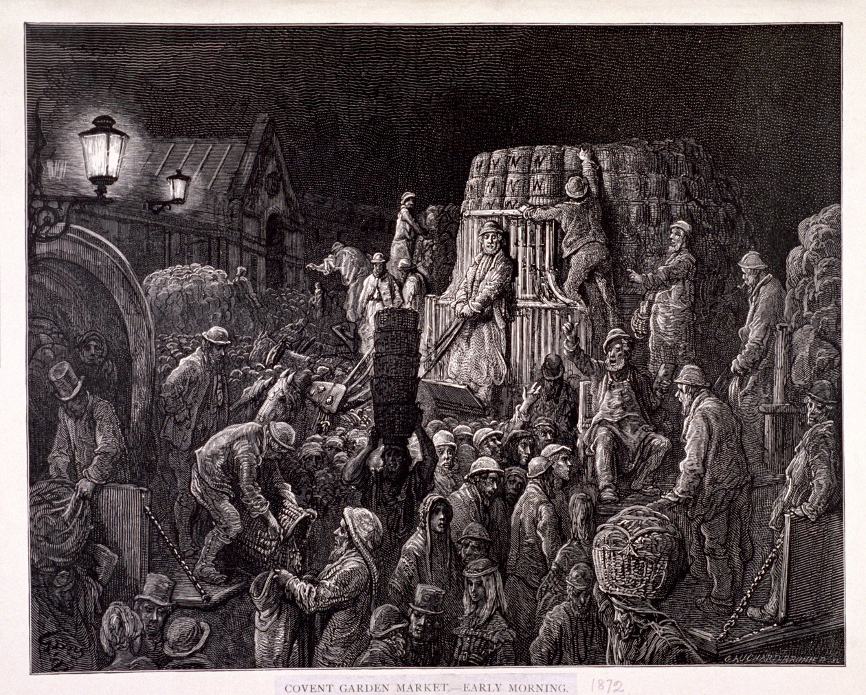 "Covent Garden Market-Early Morning", 1872 alkotó: Gauchard Brunier