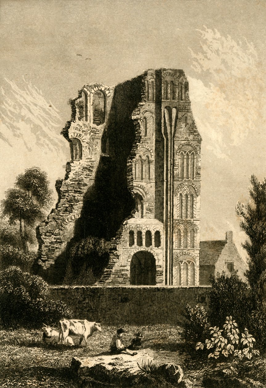 „Egy canterburyi kolostor romjai”, 1842. alkotó: Gaucherel