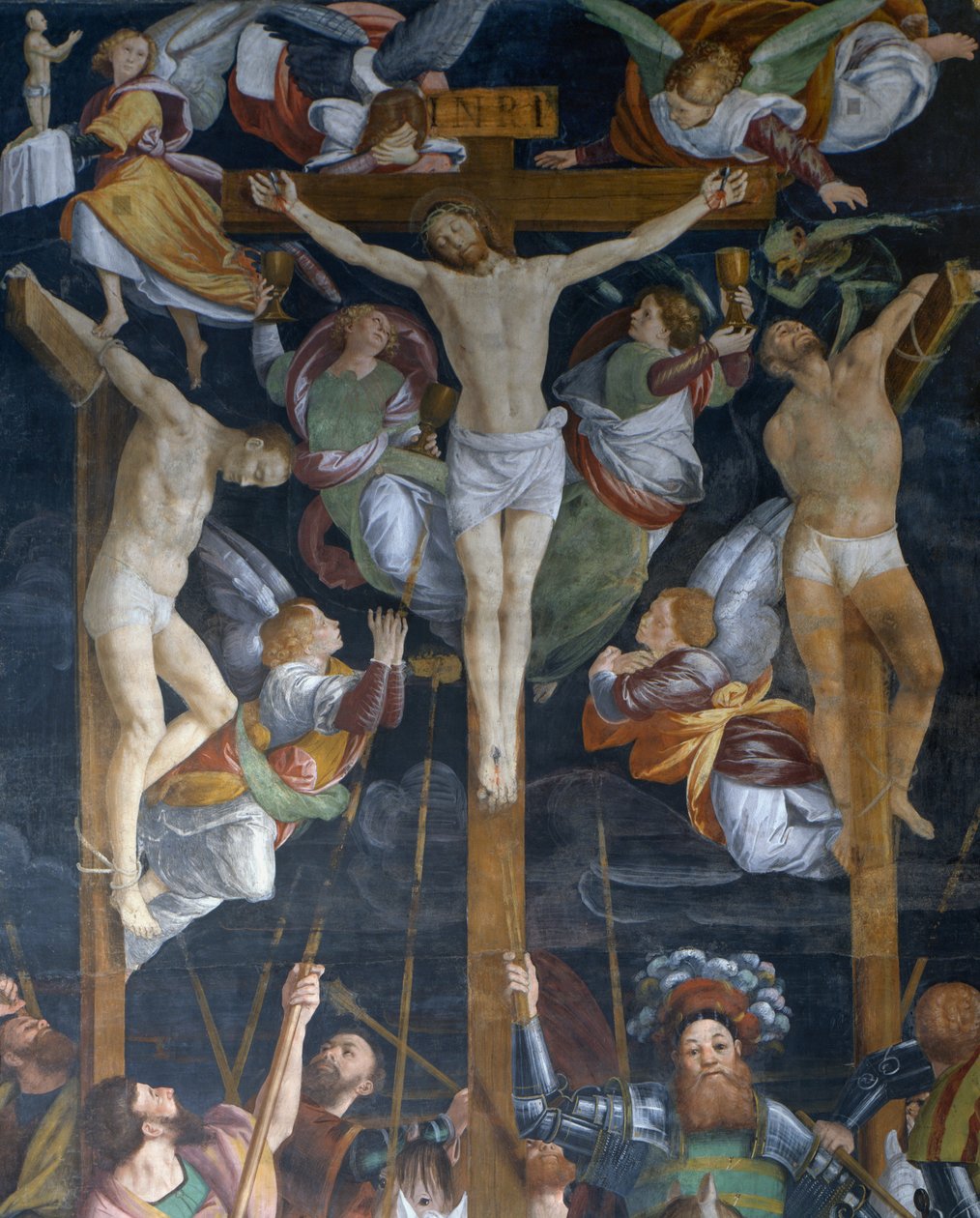Keresztre feszítés, részlet Gaudenzio Ferrari (1475-1546) freskójáról, San Cristoforo templom, Vercelli, Piemont, Olaszország alkotó: Gaudenzio Ferrari