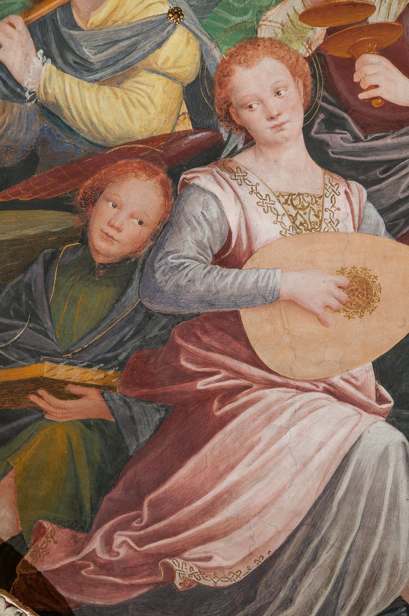 Részlet a Boldogságos Szűz mennybemeneteléről, „A zenélő angyalok kórusa”, kereszthajó kupolája, 1534-ből (freskó) alkotó: Gaudenzio Ferrari