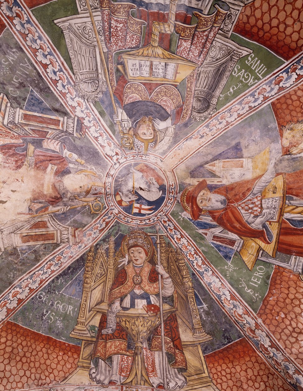 Egyházdoktorok, Gaudenzio Ferrari (1475-1546) freskója, San Giulio-bazilika, San Giulio-sziget, Orta San Giulio, Olaszország alkotó: Gaudenzio Ferrari
