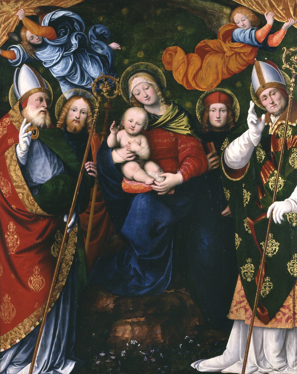 Madonna, Gyermek és szentek, 1516 (panel) alkotó: Gaudenzio Ferrari