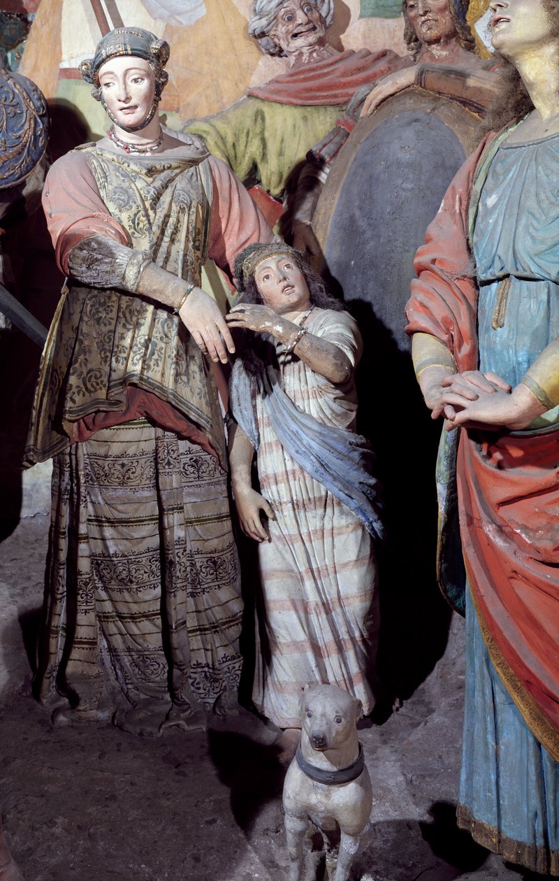 Férfialak, szobrok részlete, Gaudenzio Ferrari (1475-1546), XXXVIII. kápolna, keresztre feszítésként ismert, Varallo Sesia szent hegye (UNESCO világörökségi lista, 2003), Olaszország alkotó: Gaudenzio Ferrari