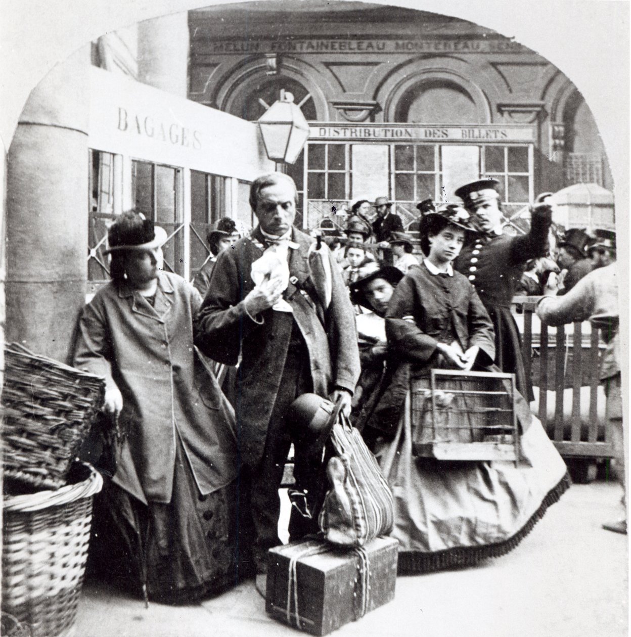 A vonat indulása, 1868 (sztereoszkópikus dagerrotípia) alkotó: Gaudin Freres