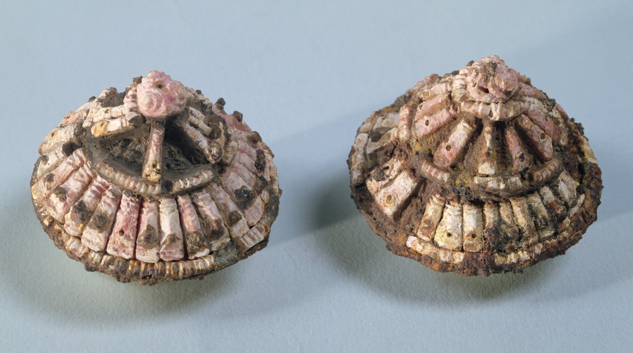 Főnökök egy ló harapásából, Chalons-sur-Marne-ból, Tene I (Kr. e. 475-300) (fém és korall) alkotó: Gaulish