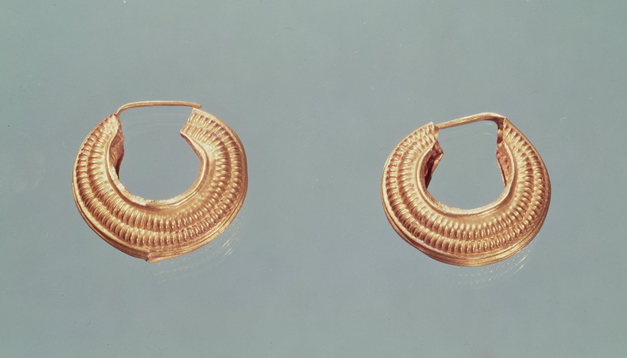 Fülbevaló pár, Saint-Jean-de-Tourbe-ból, Tene I, Kr.e. 475-00 (arany) alkotó: Gaulish