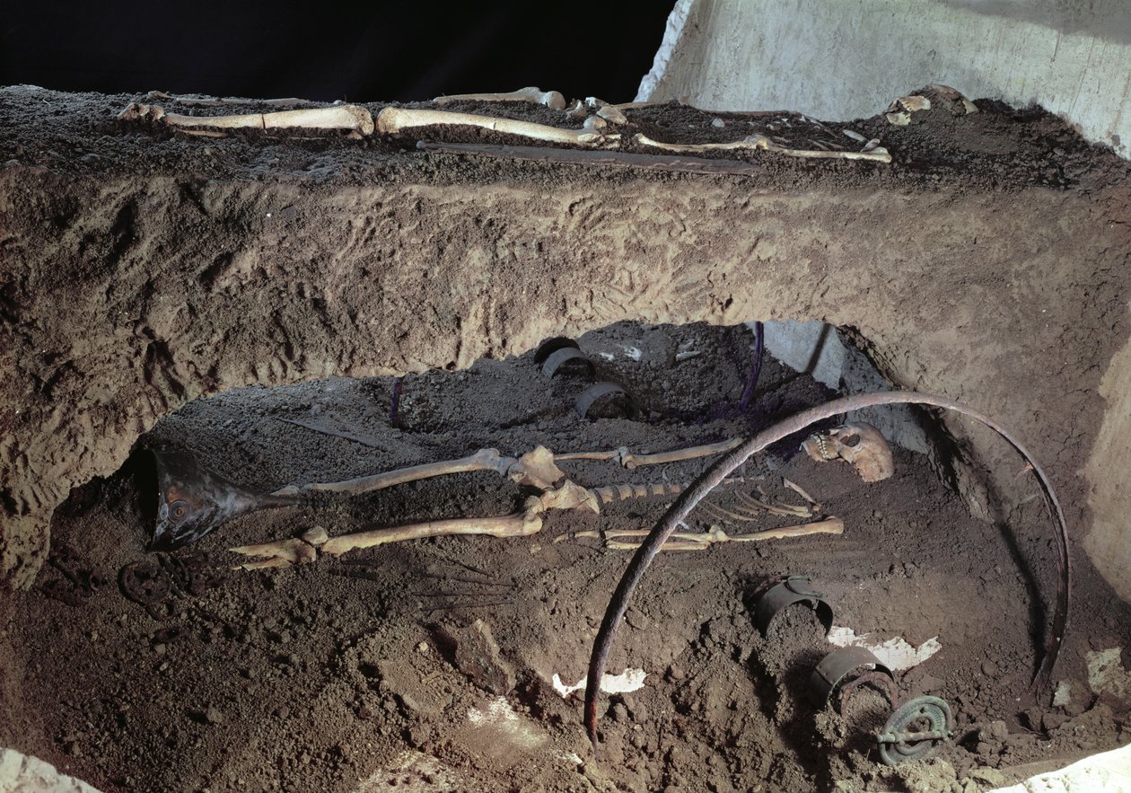 Egy gall főnök sírja, akit szekerével és kocsivezetőjével együtt temettek el, La Gorge-Meillet-ből, Somme-Tourbe-ból, Tene I-ből (lásd még: 166065) alkotó: Gaulish