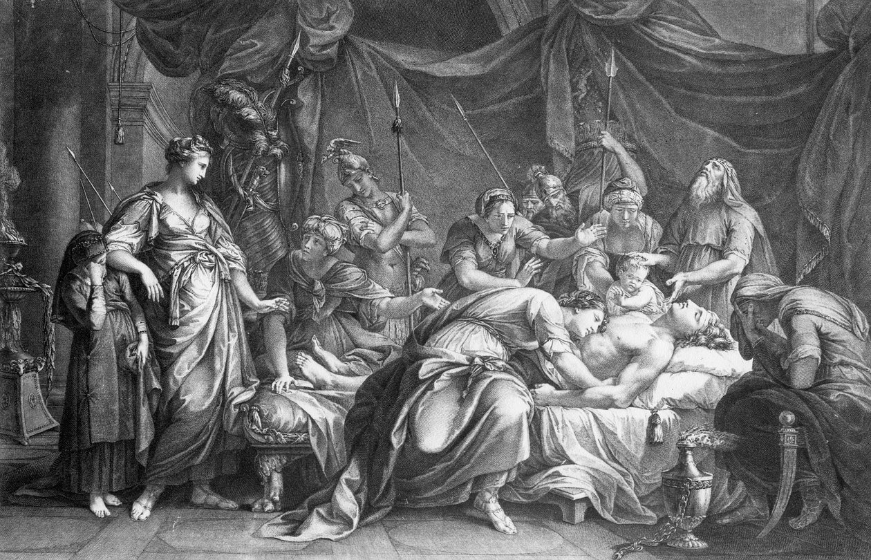 Andromache, aki Hector halálát siránkozik, Domenico Cunego metszet, 1764 alkotó: Gavin Hamilton