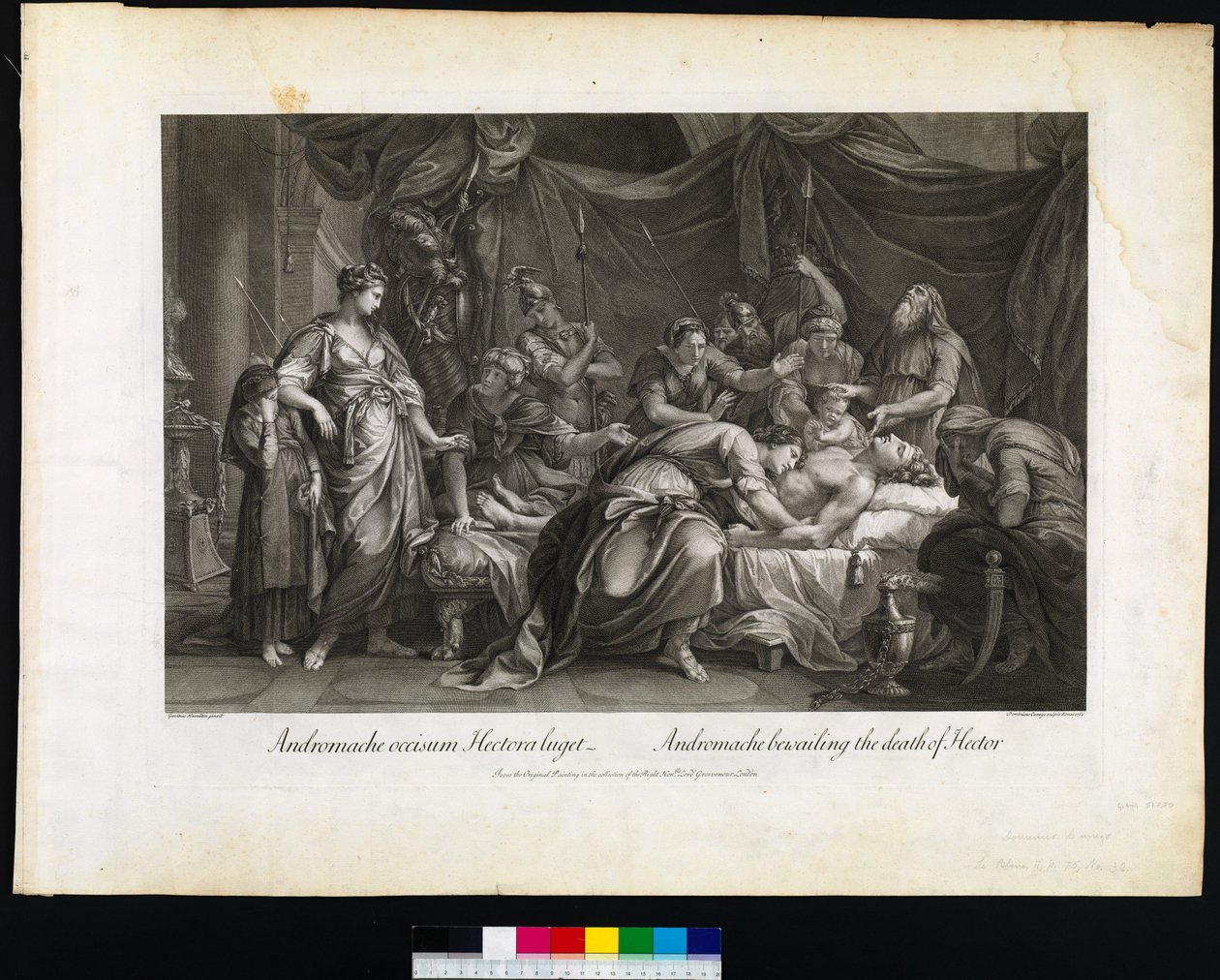 Andromache, aki Hector halálát siránkozik, Domenico Cunego metszet, 1764 alkotó: Gavin after Hamilton