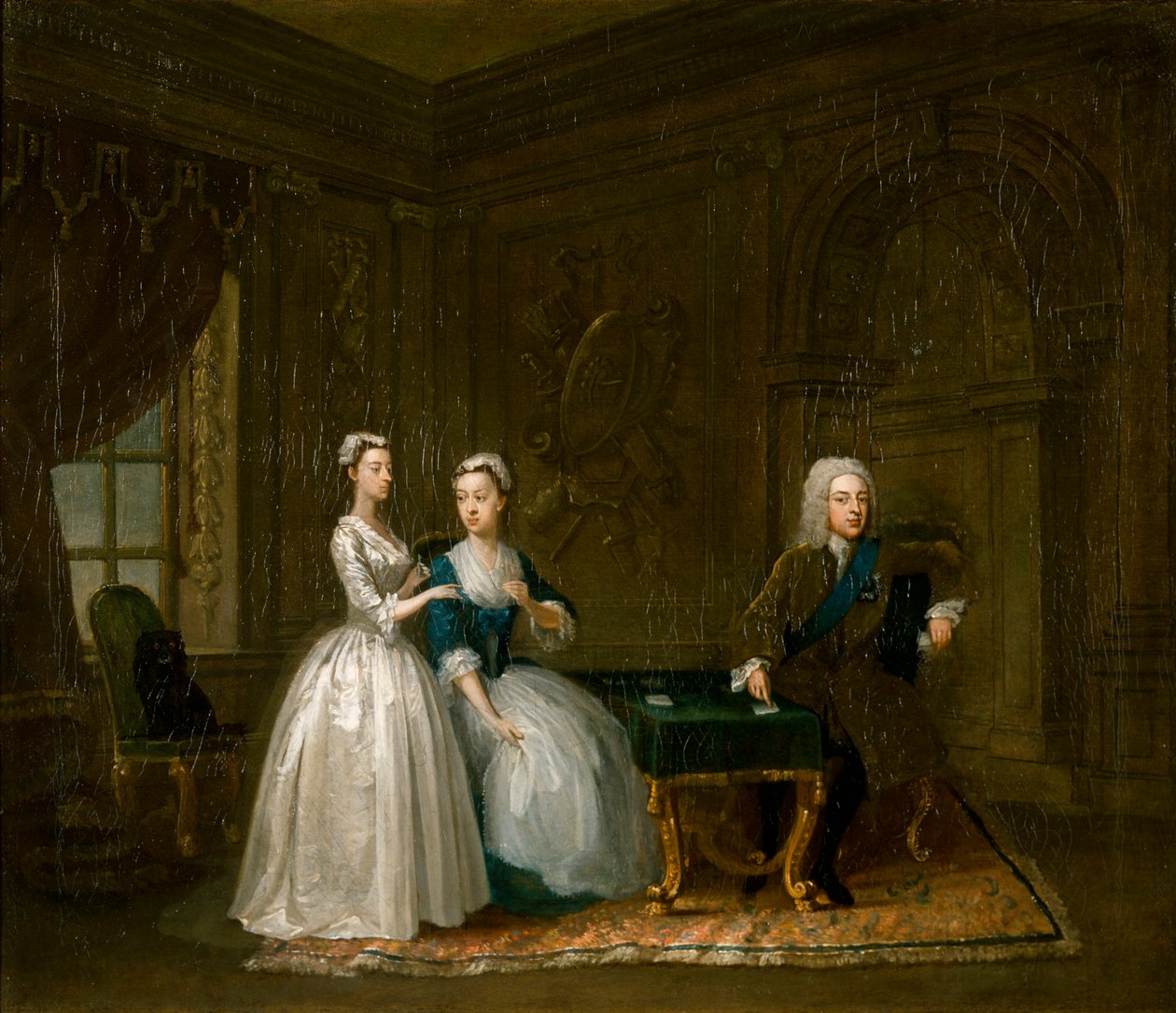 „János, Montagu 2. hercegének, feleségének és fiatalabb lányának portréja”, 1730 alkotó: Gawen Hamilton