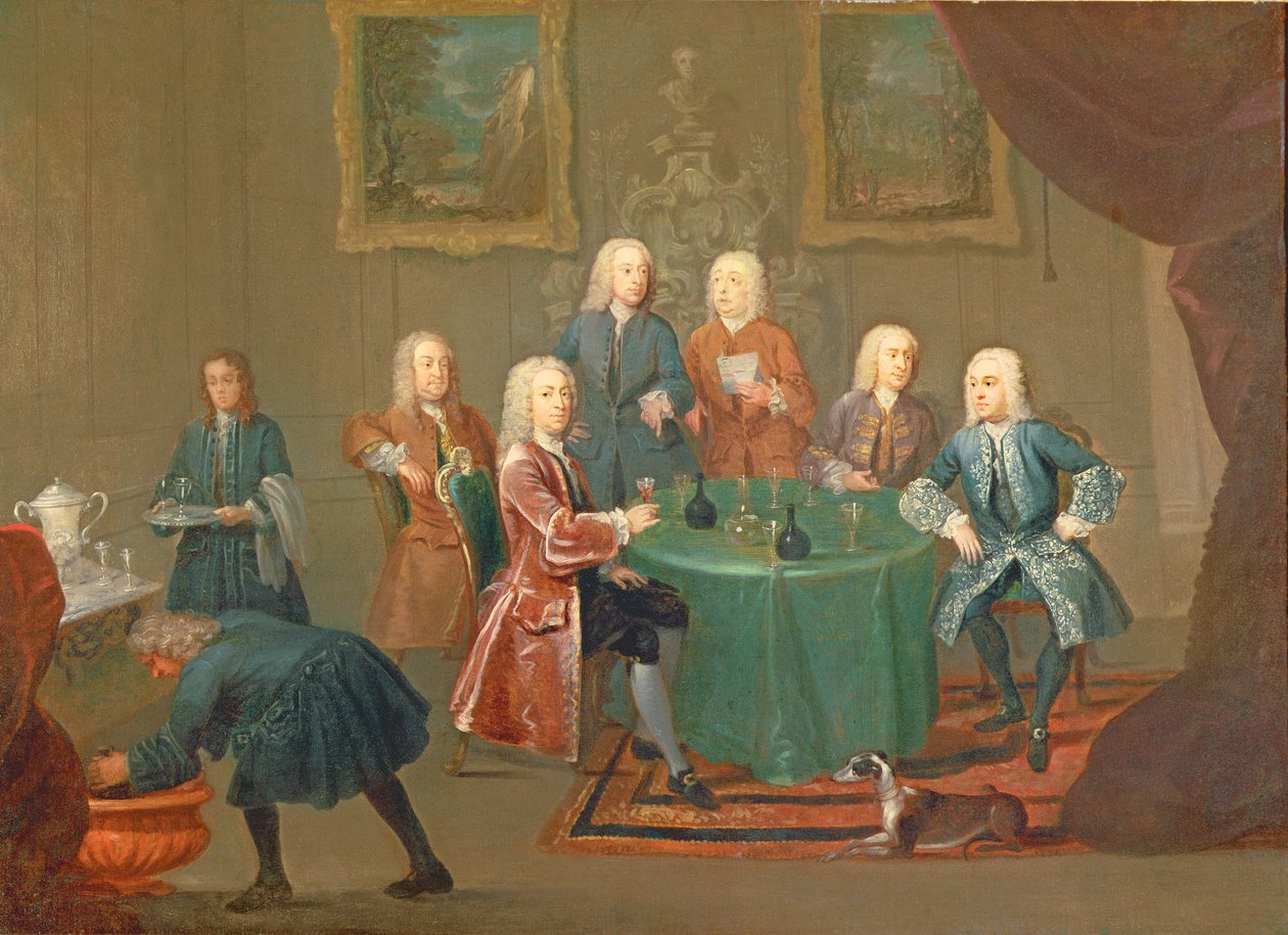 A Clarke testvérek bort szedő urakkal, 1730-35 körül alkotó: Gawen Hamilton