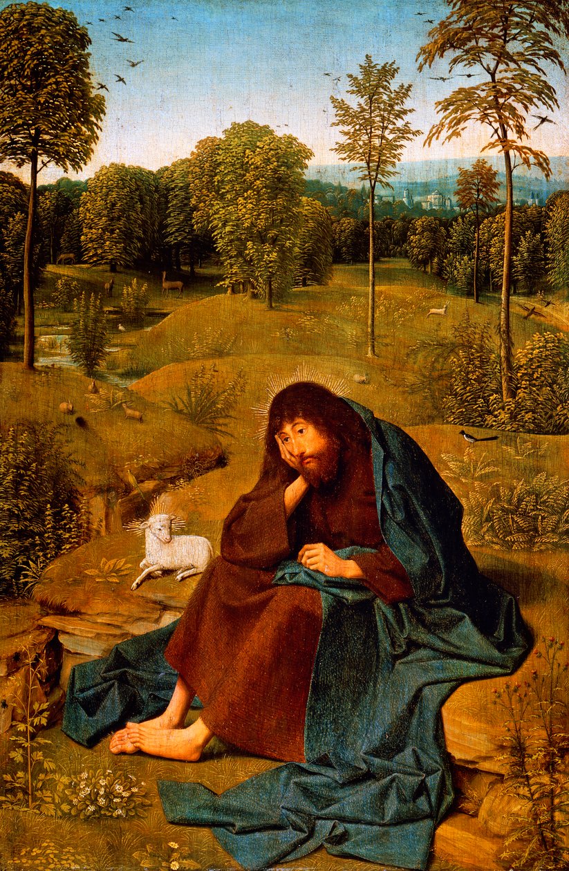 Keresztelő János a vadonban, Geertgen tot Sint Jans Panel festménye (kb 1460-kb 1490), tábla, 42x28 cm, Hollandia alkotó: Geertgen Tot sint Jans