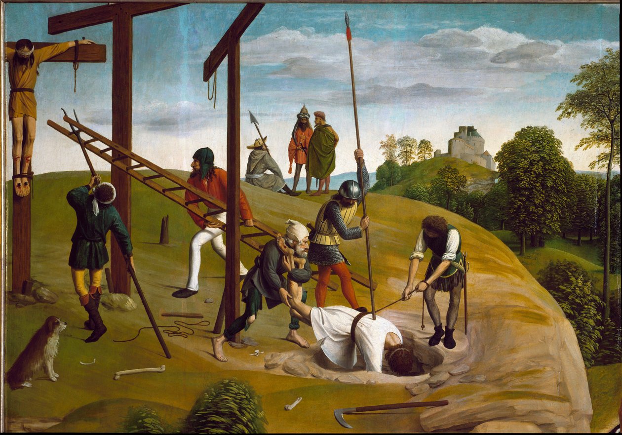 Siralom Krisztus haláláról. Részlet a kereszt leszállásáról. (Festmény alkotó: Geertgen Tot sint Jans