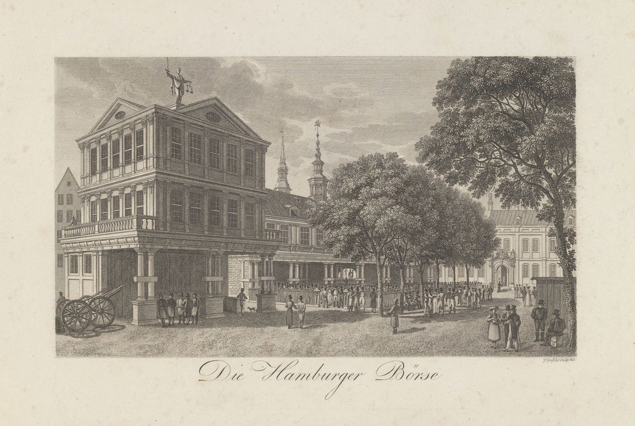A régi tőzsde Hamburgban, 1822 alkotó: Geissler