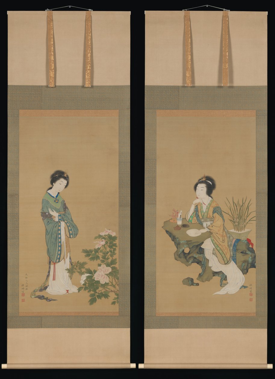 Yanji orchideákkal és Yang Guifei bazsarózsával, 1785. alkotó: Genki