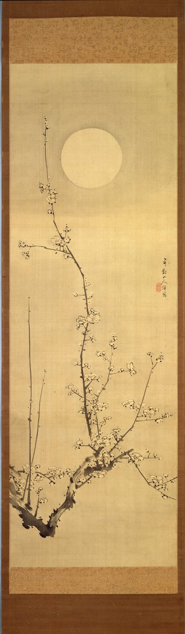 Virágzó szilvafa teliholdkor, 1800-22 körül (tinta selyemen) alkotó: Gentai Sanjin