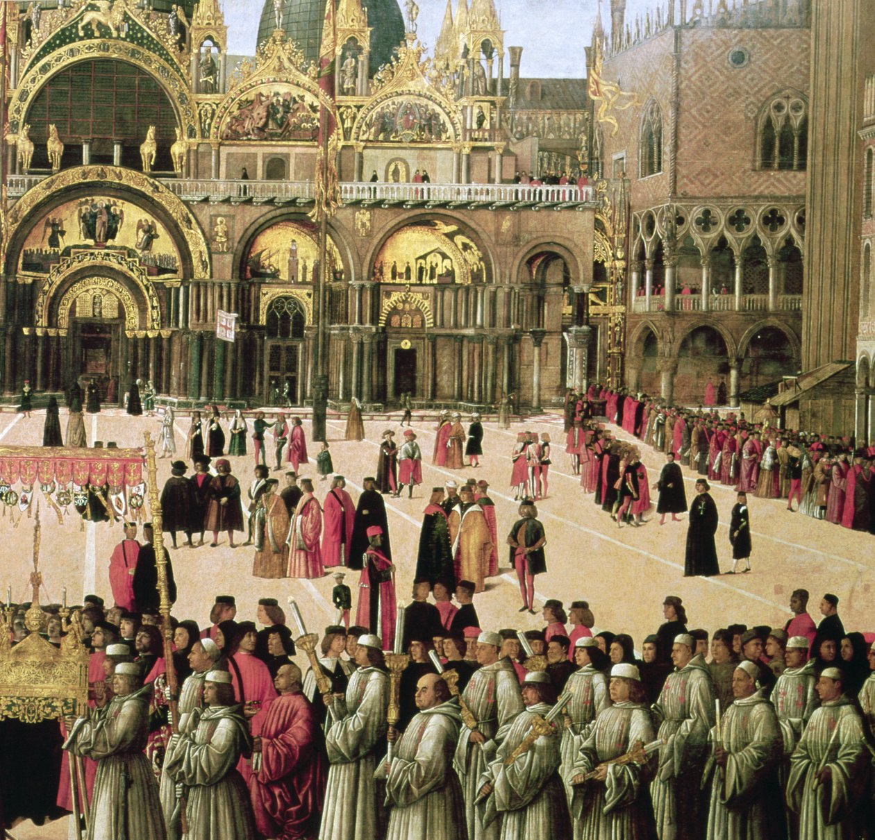 Felvonulás a Szent Márk téren, 1496 olaj, vászon, részlet a 59423-ból alkotó: Gentile Bellini