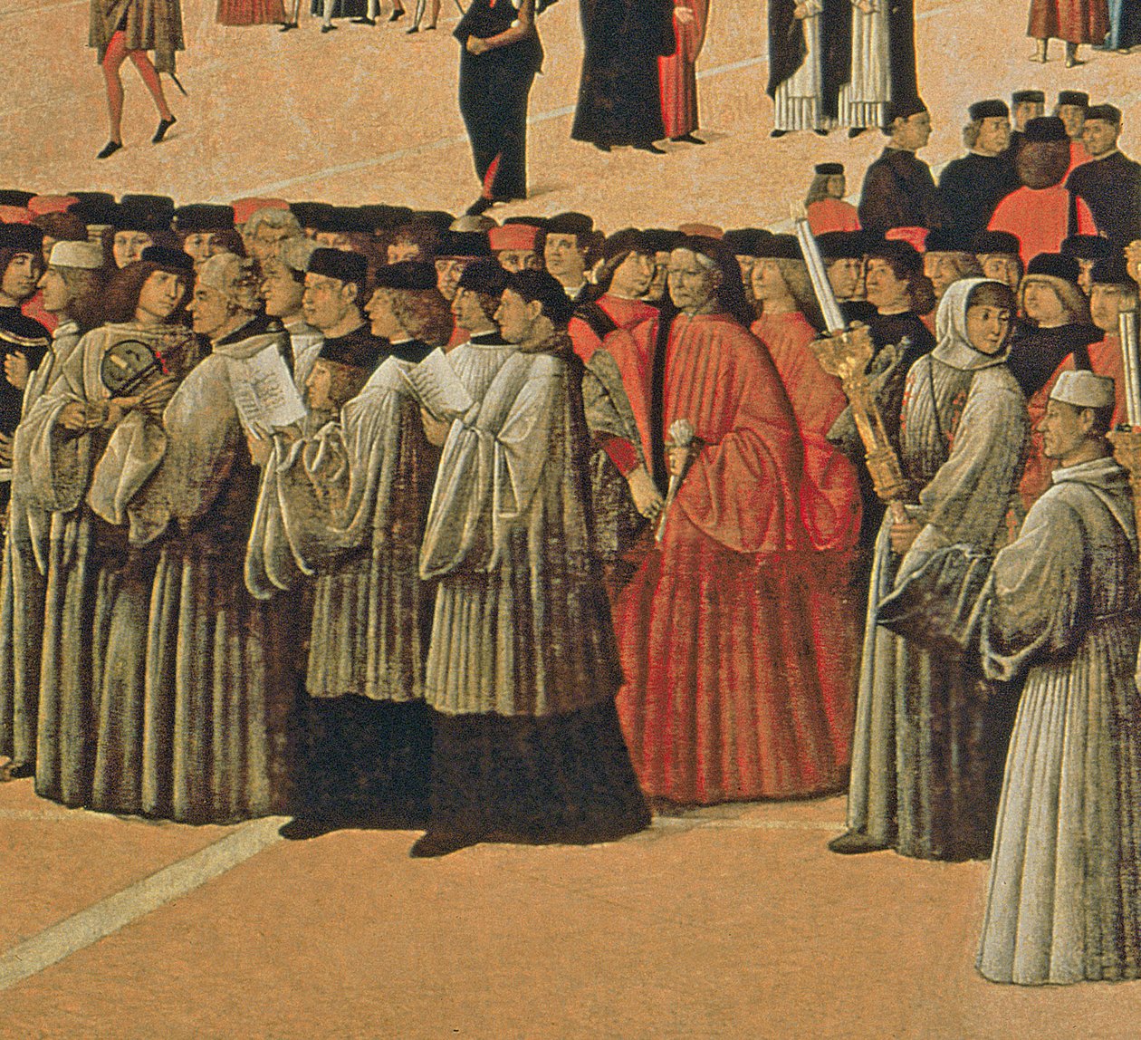 Felvonulás a Szent Márk téren, énekesek részlete, 1496 olaj, vászon részlet 59423 alkotó: Gentile Bellini