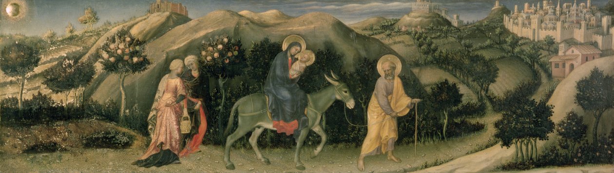 A Mágus-oltár imádata, központi predella Repülés Egyiptomba, 1423 (tempera a panelen) alkotó: Gentile da Fabriano