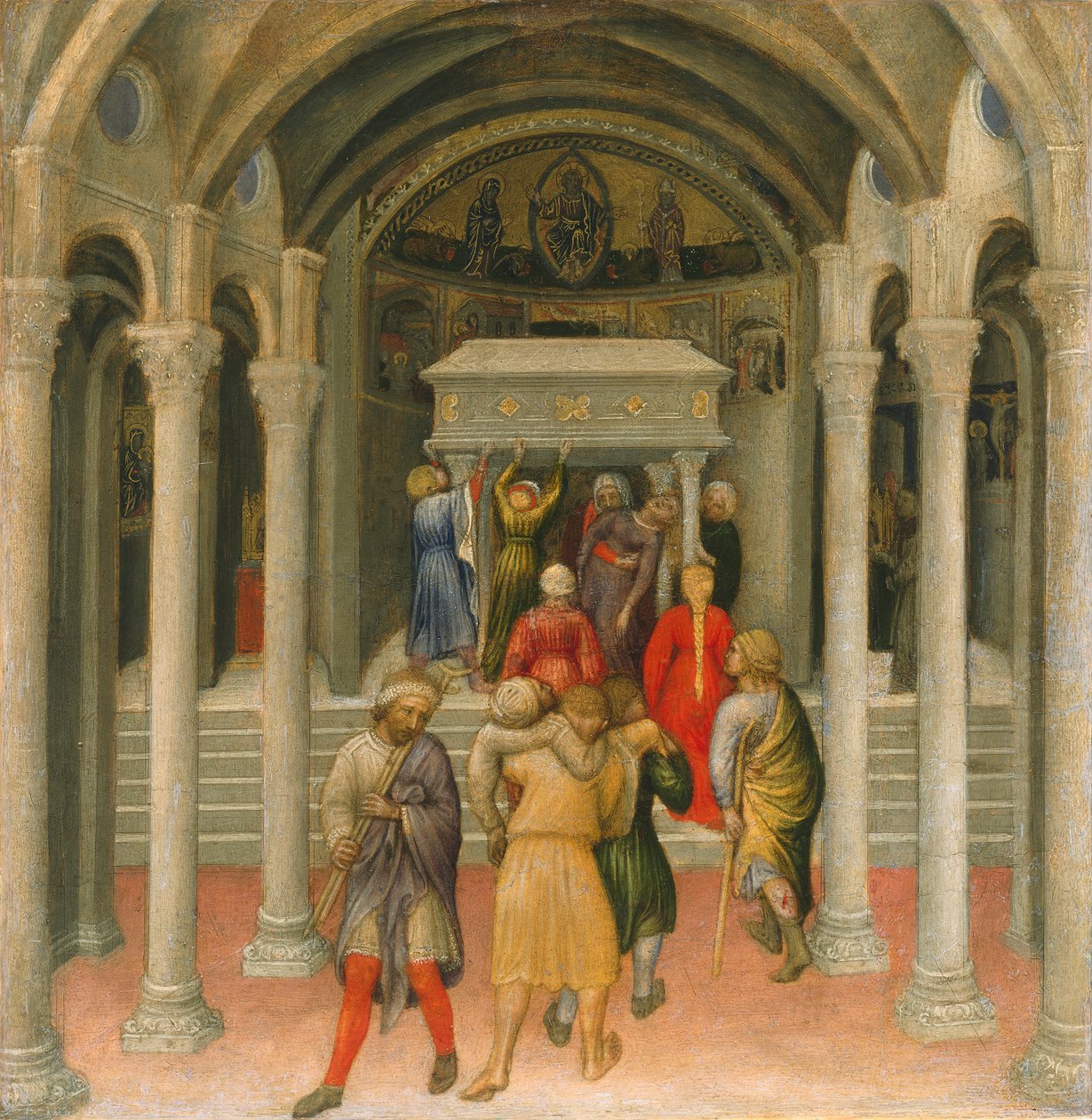 A nyomorékok és a betegek, akik meggyógyultak Szent Miklós sírjánál, 1425 (tempera a panelen) alkotó: Gentile da Fabriano