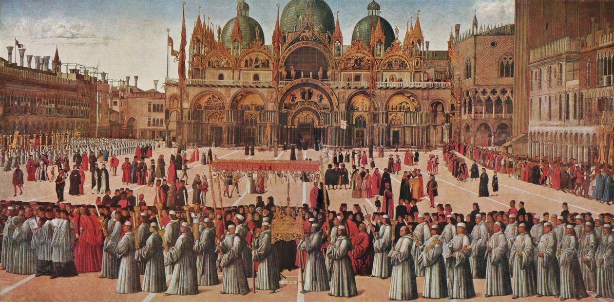 Felvonulás a Szent Márk téren alkotó: Gentile Bellini