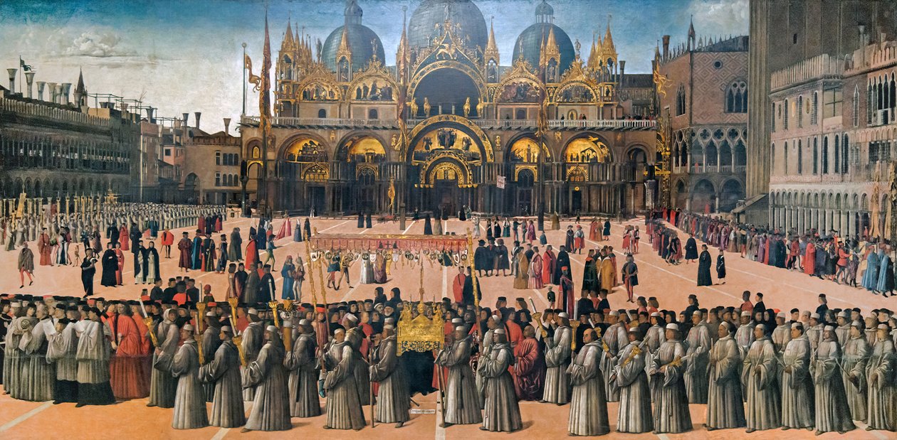Felvonulás a velencei Szent Márk téren, 1496. alkotó: Gentile Bellini